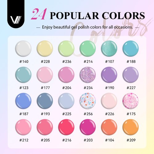 VANREESA 42 Pcs Gel Nail Polish Kit with U V Light 24 Popular Colors Gel Nail Polish Set Green Blue Purple Pink Orange Complete Gel Nail Kit with Manicure Tools Christmas Gifts for Women Girls