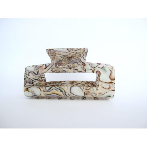 Generic Rectangle gray abalone sea shell effect hair claw clamp clip fine thin hair