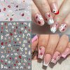 Cute Bee Ladybug Ant Nail Art Stickers, 4 Sheets 5D Embossed Self-Adhesive Nail Decals Flowers Daisy Butterfly Strawberry Nail Designs for Women Girls DIY Manicure Decorations