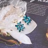 Sttiafay Vintage Blue Crystal Flower Earrings Sapphire Drop Earrings Rhinestone Flower Hoop Earrings Blue Gem Flower Stud Earrings Jewelry for Women
