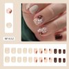 Fall Press on Nails Short Flowers Fake Nails - LPOODDNU Short Light Brown Flower Nails Press ons Square Shape Glue on Nails Full Cover Small Flowers False Nails Elegant Stick on Nails for Women 24Pcs