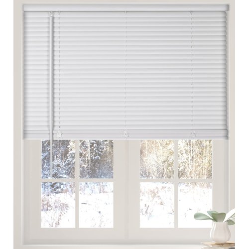 CALYX INTERIORS 1” Cordless Vinyl Mini Blinds, White, 22.5"W x 36"H