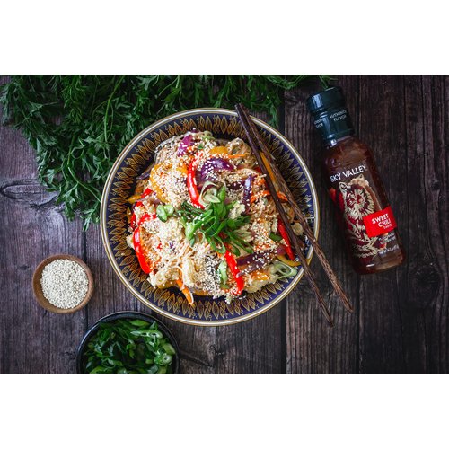 Sky Valley Sweet Chili Sauce - Mild Heat, Thai Sweet Chili Sauce, Use as Eggroll or Spring Roll Sauce, Gluten-Free, Plant-Based, Non-GMO Project Verified, Sweet Spicy Chili Sauce - 14.5 Oz, 2-Pack