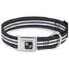 Dog Collar Seatbelt Buckle Striped Black Gray White 9 to 15 Inches 1.0 Inch Wide