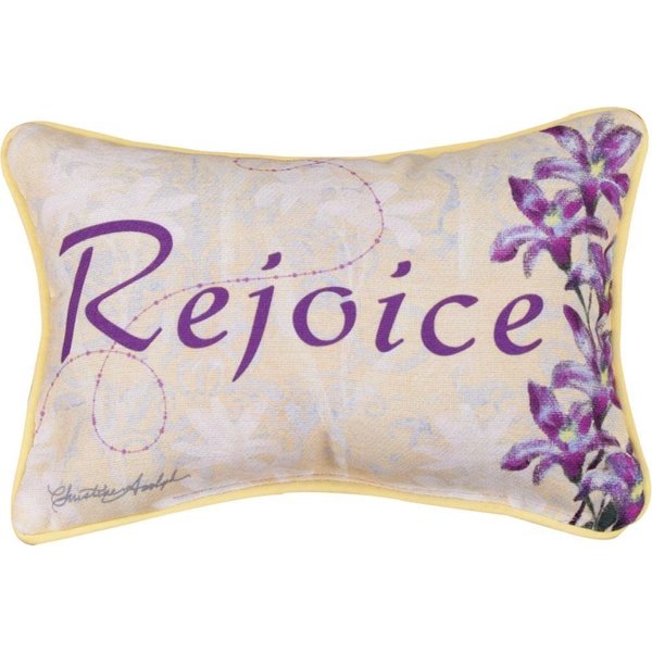 Manual Easter Throw Pillow with Piping, Rejoice X Christine Adolph, 12.5 X 8.5-Inch