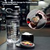 21oz Protein Shaker Bottle with Powder Storage Container-Shaker Cups for Protein Shakes-pre workout bottle-Mixer Cup-Gym Sport Water Bottle -Made with Tritan BPA Free,with Wire Whisk Balls,Red