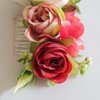Fangsen Enchanting Dahlia Eucalyptus Globulus Rose Peony Hydrangea Handmade Flower Headpiece Perfect for Wedding Hair Accessories Floral Hair Comb for Women and Girls (White & Red)
