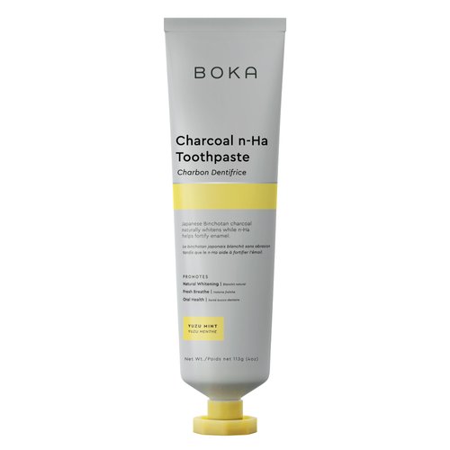 Boka Charcoal Fluoride Free Toothpaste Nano Hydroxyapatite, Helps Remineralize, Appropriate for Sensitive Teeth, Whitening - for Adult, Oral Care - Yuzu Mint Flavor, 4oz 1Pk - US Manufactured