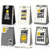 Yeaqee 24 Pcs One Happy Dude Party Favor Bags 1st Birthday Party Decoration Smile Face Paper Gift Bags One Happy Dude Goodie Treat Candy Bag for One Happy Dude Birthday Party Supplies(Stickers Style)