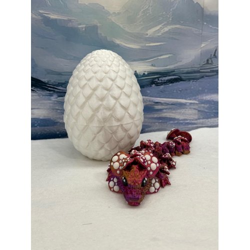 Generic Baby Mushroom Dragon with Dragon Egg, 6"" 3D Printed Articulated Red Purple Gold Baby Mushroom Dragon, Home Decor Executive Desk Toys,Fidget Toys for Autism/ADHD BD005-RPG-WHT, Medium