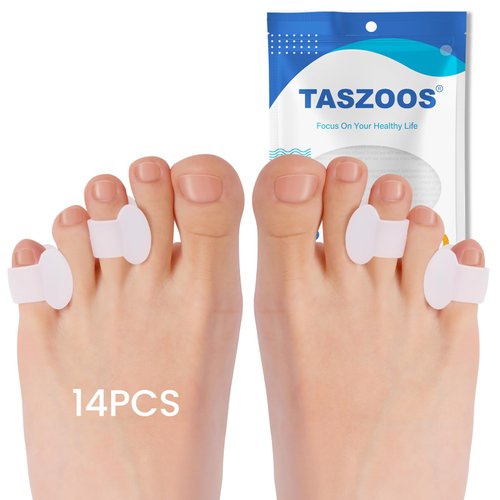 TASZOOS Gel Toe Separators, 14pcs Pinky Toe Spacers, Bunion Corrector, Restore Toes to Their Original Shape, Relief Overlapping Toe, Bunions, Corn and Blister