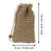 PPhtony 3pcs Soap Bag Net Pouch Saver Pocket Soap Lifting Pads Natural Sisal Jute Foaming Mesh Body Scrubber Bath Exfoliator Exfoliating Drying Soap Holder for Shower Gift DIY Craft (9x14cm, Brown)