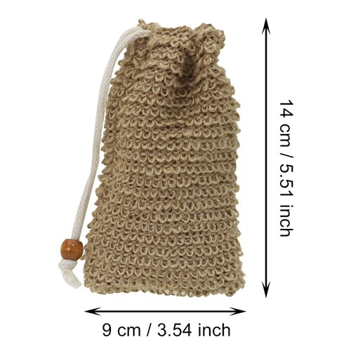PPhtony 3pcs Soap Bag Net Pouch Saver Pocket Soap Lifting Pads Natural Sisal Jute Foaming Mesh Body Scrubber Bath Exfoliator Exfoliating Drying Soap Holder for Shower Gift DIY Craft (9x14cm, Brown)