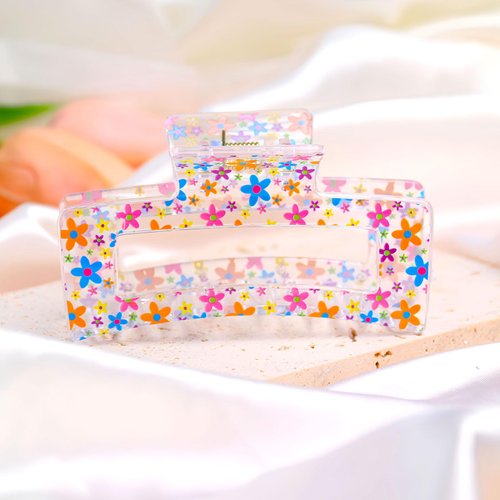 Vsdski Flower Hair Clips Spring Summer Party Hair Accessories for Women Girls Colorful Daisy Hair Claw Clips Nonslip Acrylic Hair Barrettes Elegant Hairpin Strong Hold Claw Clips for Thick/Thin Hair