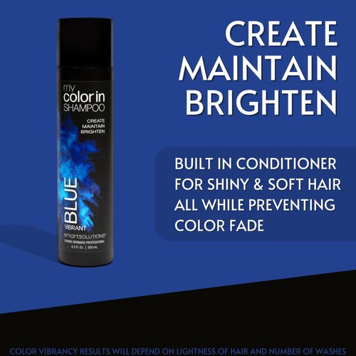 MyColorIn Color Depositing Shampoo (Vibrant Blue) - Sulfate & Paraben Free Hair Dye | Made in USA (8 Colors)