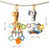 TUMAMA Baby Hanging Toys, 16 inch Plush Animals Baby Rattle Crinkle Squeaky Toys Car Seat Stroller Toys, Baby Toys for 0 3 6 9 12 Months, Sensory Learning Toys Gift for Newborn Infant, 2 Pack