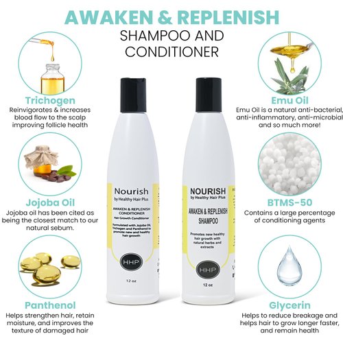 Awaken and Replenish Nourishing Conditioner for Dry, Damaged, and Sensitive Hair, 12 oz - Helps Promote New Healthy Hair Growth by Healthy Hair Plus