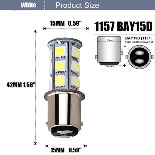 BlyilyB 10-Pack 6500K White 1157 2057 2357 7528 BAY15D LED Bulbs 5050 18-SMD Replacement Lamps for 12V Interior RV Camper Trailer Lighting Back Up Reverse Lights or Tail Brake Lights