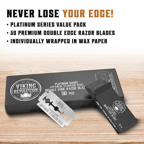 50 Count Double Edge Razor Blades - Men's Safety for Shaving Platinum Japanese Stainless Steel a Smooth, Precise and Clean Shave