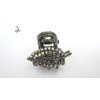 Generic Small dark silver metal hair claw clip with crystals stocking stuffer gifts (Pattern: 2), 1 Count (Pack of 1)