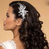 Casdre Starfish Bride Wedding Hair Comb Silver Crystal Bridal Hair Piece Pearl Beach Wedding Hair Accessories for Women and Girls