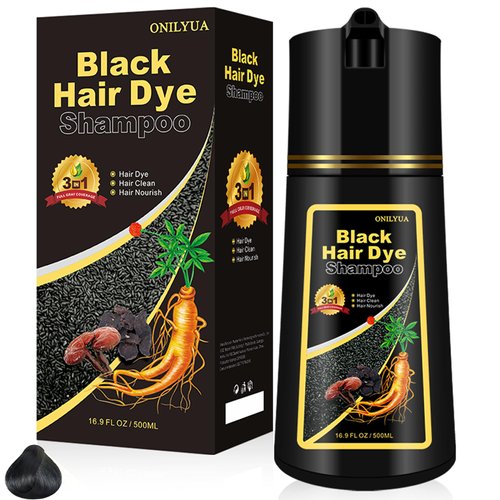 NCEPROHR Black Hair Dye Shampoo 3 in 1 for Gray Hair-Instant Herbal Black Hair Color Shampoo for Women&Men,Natural Black Hair Shampoo,Easy to Use&Long Lasting Black Shampoo 16.90Fl OZ(Black)