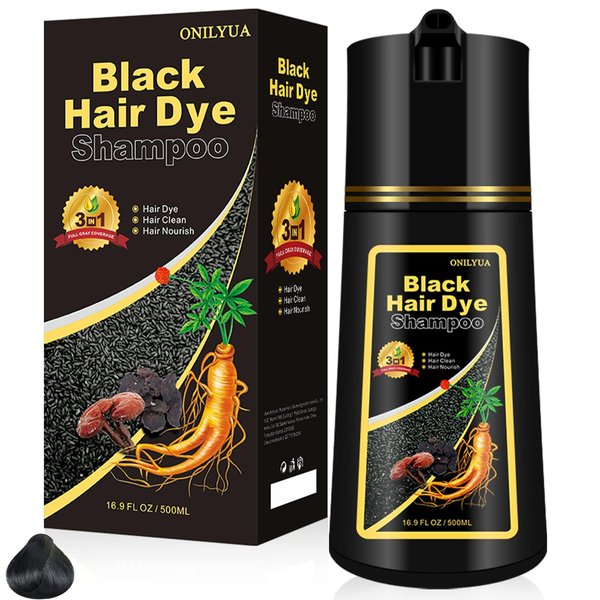 NCEPROHR Black Hair Dye Shampoo 3 in 1 for Gray Hair-Instant Herbal Black Hair Color Shampoo for Women&Men,Natural Black Hair Shampoo,Easy to Use&Long Lasting Black Shampoo 16.90Fl OZ(Black)