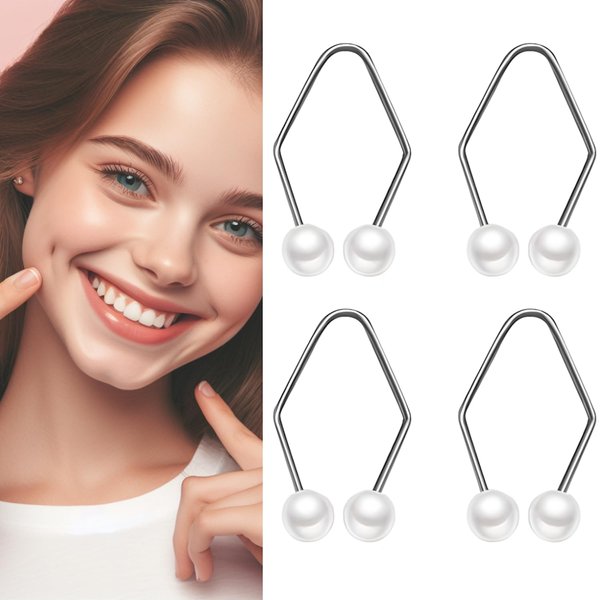 4pcs Dimple Makers For Cheeks, Dimple Trainer For The Face, Mask Maker, Facial Care& Exerciser, Face Lift, Personal Skin Care tools,Develop Natural Dimples devices Gifts for wowen (Pearl White)