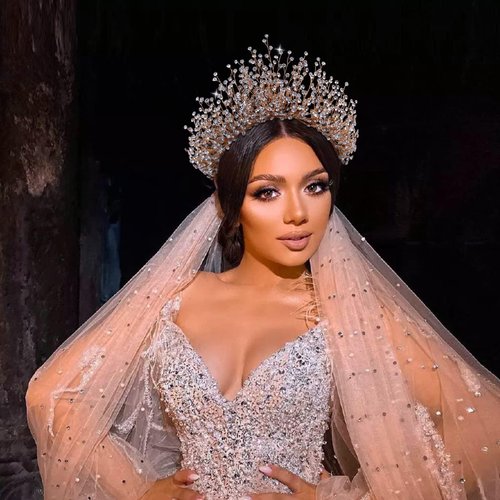 Bridal Wedding Headband Crystal Tiara Crown，Queen Tiaras and Crowns，Wedding Bride Crowns For Birthday Party Wedding Pageant Hair Accessories (Golden/Crown + necklace + Earrings)