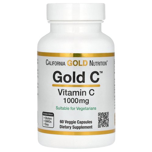 California Gold Nutrition Gold C, USP Grade Vitamin C, 1,000 mg, 60 Veggie Capsules