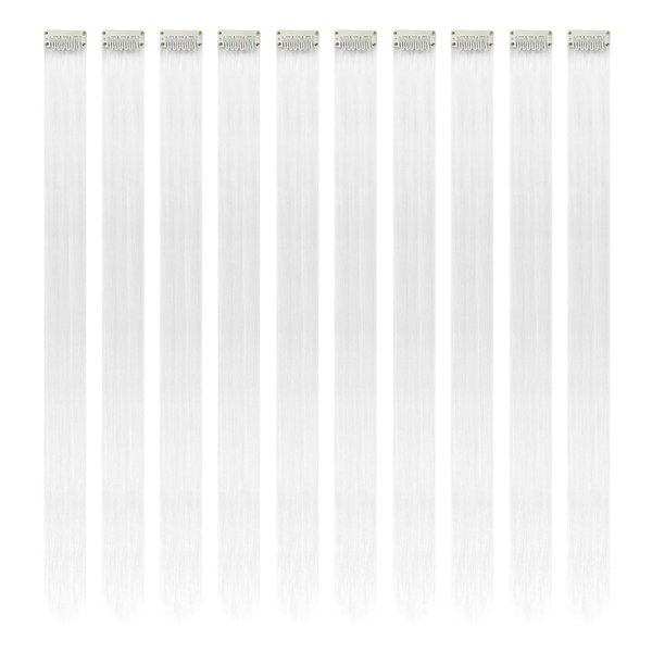 RINBOOOL White Hair Extensions Clip in, 22 Inch 10 Pcs Long Straight Colored, for Kids Girls Women Highlights Party, Synthetic