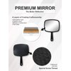 MIRRORNOVA Hand Mirror, Barber Hairdressing Handheld Mirror with Handle for Salon, Square, Black, Medium