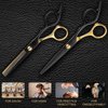 2 Pcs Sharp Hair Cutting Scissors, Stainless-Steel 6.7‘’ Barber Scissors Professional, Multifunctional Thinning Shears for Hair Cutting, Wigs Texturizing Tools for Women Men Home Salon(Gold)