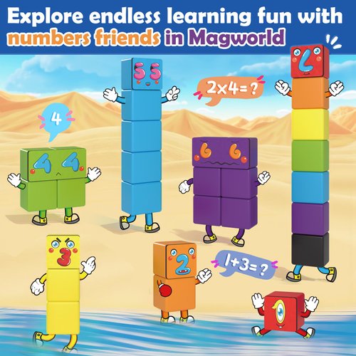 Magnetic Blocks Magworld Building Blocks Edition, STEM Educational Montessori Sensory Learning Toddlers Toys for 3 4 5 Year Old Boys Girls, Number Games 1-10, Birthday Gifts for 3-5 4-8 Year Old Kids