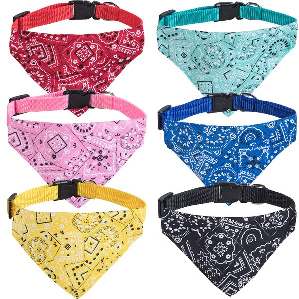 XIMA 6PCS Cat Bandana Collars with Removable Bow Tie for Cats Puppy Kittens Small Dogs Collars Adjustable Bandana