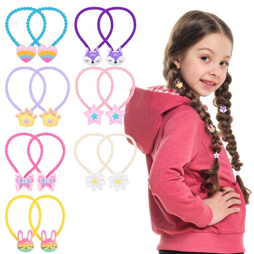 PinkSheep Hair Tie, 16 Count Cute Hair Accessories with Flower Balls for Girls Ages 0-5, Suitable for Various Occasions