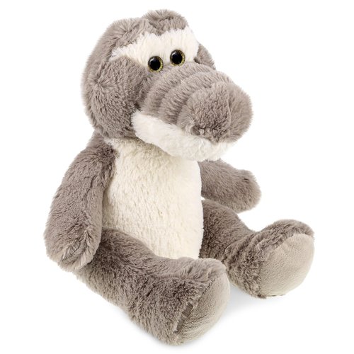 DolliBu Plush Alligator Stuffed Animal - Soft Plush Huggable Sitting Grey Alligator Adorable Playtime Plush Toy, Cute Animal Cuddle Gifts for Kids and Adults - 10 Inch
