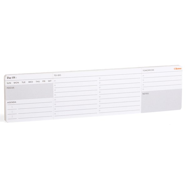 Notsu Daily Planner Notepad Lite | Minimalist Undated Daily To Do List & Hourly Agenda Desk Productivity Planning Pad, Fits Under Keyboard