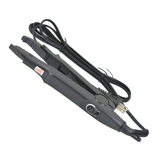 Hair Extensions Tool Kits with Fusion Heat Iron Connector Wand US Plug 50 Pcs Single Hole Heat Shield Guards 10 Pcs Hair Clips 50g Keratin Beads (Black A Head)