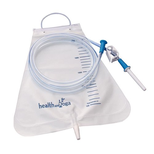 HealthAndYoga™ MovNFlo Super Economical Enema Bag Kit (2 Quart) - BPA and Latex Free - Foldable and Compact - Travel Compatible for Fleet Enema Anal Douche (1 Piece)