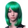SWACC 11” Women Short Straight Synthetic Bob Wig Candy color Cosplay Wig Anime Costume hairpiece for Party with Wig Cap (Green-04)