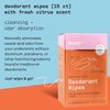 Refresh Line Deodorant Wipes - 15ct Deodorant Wipes for Women with Zinc, Probiotics & Prebiotics - Deodorant Wipes Individually Wrapped - Sweat Wipes to Naturally Cleanse Skin & Remove Sweat & Odor