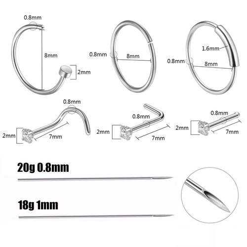 Gakonp Nose Piercing Kit 34pcs Piercing Kit with Stainless Steel Piercing Needles 18G Piercing Piercing Clamps Gloves Nose Ring Nose Nail for Body Piercing Kit Piercing Supplies