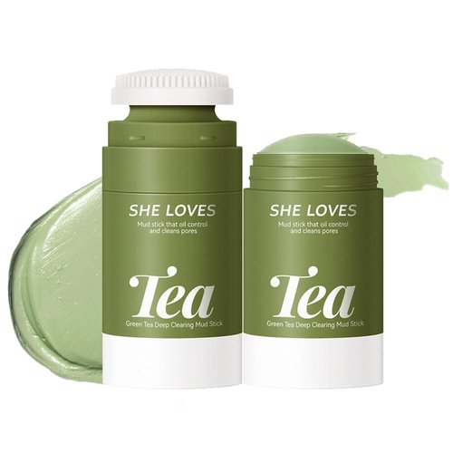 SWETIYOU Green Tea Mask Stick with Silicone Face Scrubber, Poreless Deep Cleanse Green Tea Mask, Blackhead Remover Face Mask Stick with Green Tea Extract, Smooth Skin & Refine Pores 45g/1.59oz