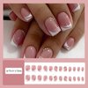 24 Pcs Acrylic Press on Nails, ASONRL Short Medium Square French White Edge Pink Fake Nails with Gold Rhinestones, Glue on Nails Reusable False Nails for Women, French- Gold Diamond Square