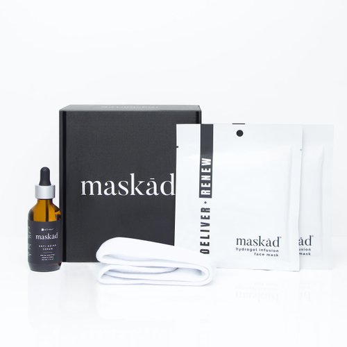 WeThrivv | MASKĀD Skin Care Set | 2oz Peptide Anti Aging Serum, 2 Hydrogel Masks, Headband | Face Moisturizer | Skin Care for Glowing Skin and Collagen Support | Beauty | Face Mask | All Skin Types