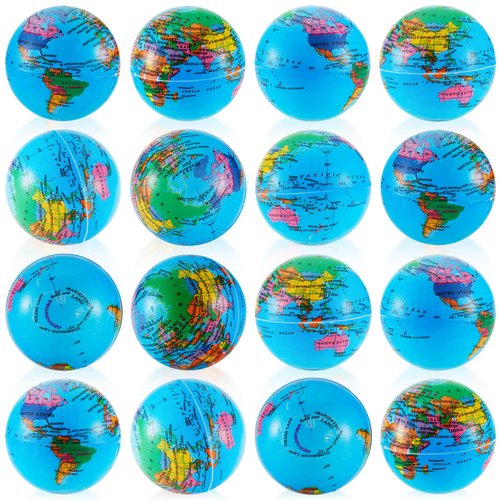 Gerrii 40 Pcs World Globe Stress Balls Bulk Operation Christmas Earth Globe Squeeze Ball 2.5 Inch Earth Day Party Favor Decoration Stress Ball Toys for Prizes Relief Gifts