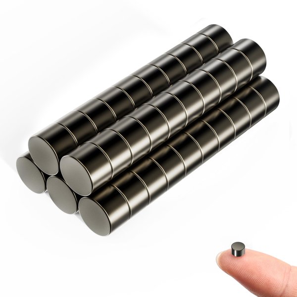 rhinocats 50pcs Small Magnets，N35 Tiny Magnets, Mini Round Fridge Magnets，Super Strong Magents,Multi-Use for Office, DIY, Crafts and Science, 5x3mm(Black)