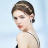 Ainvhh 4 Pieces Elastic Flower Head Chains Gold Leaves Headbands for Women Metal Chain Hair Band Head Pieces Wedding Hair Jewelry Festival Prom Wedding Headpiece for Women and Girls