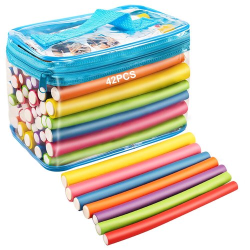 AIDUCHO Heatless Hair Curlers 42PCS Flexible Hair Rollers 7" Soft Foam Hair Curlers No Heat Bendable Curling Rods for Short Medium Long Hair, 7 Colors & Sizes